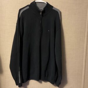Tommy Hilfiger Black and Gray Zip-Up Sweater
